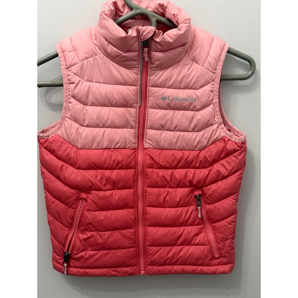 Columbia Girls XS 6/7 Powder Lite Pink Colorblock Omni-Heat Puffer Vest